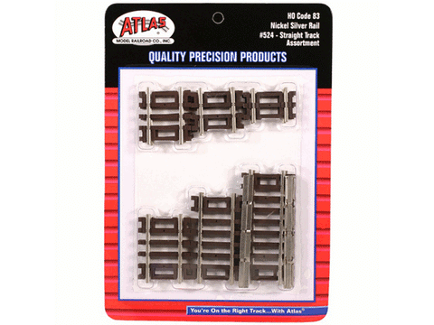 HO Code 83 Snap Track - Straight Sections -- 10-Piece Assortment 2 Each: 3/4", 1-1/4", 1-1/2", 2" and 2-1/2"